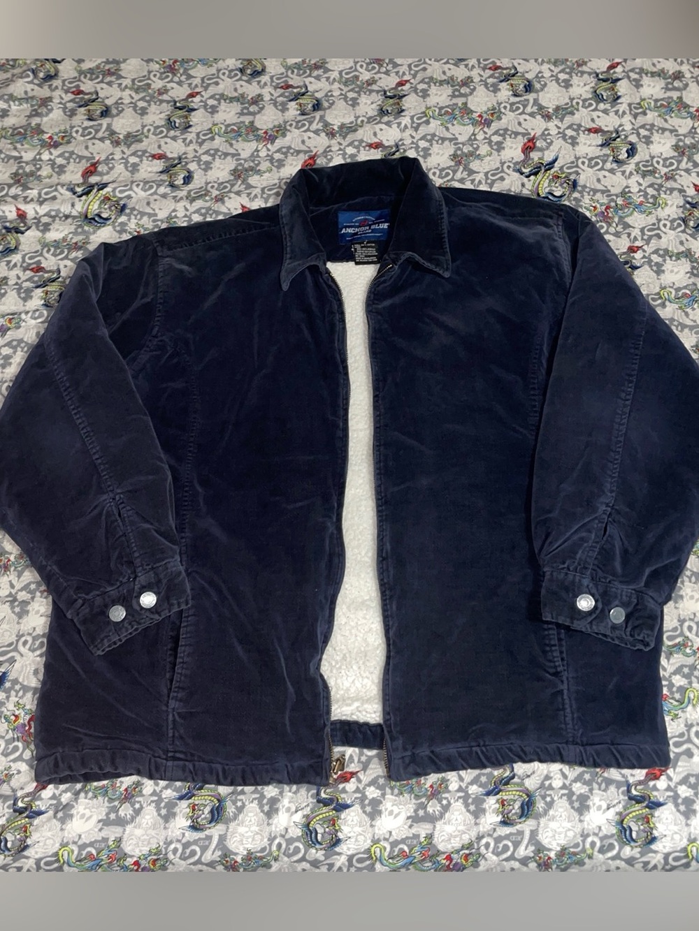 anchor blue Men’s Navy Corduroy Jacket with Sherpa Lining